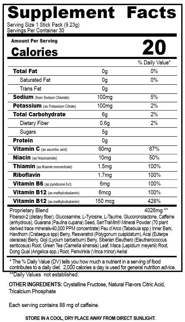 Lights ON | Energy, Mental Clarity, Focus, Performance, Antioxidant Drink | 30 Stick Packs